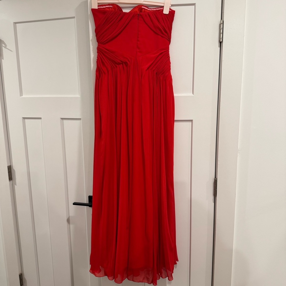 Badgley Mischka Celebrity Gown, Red Chiffon, Size 4 - Picture 9 of 15